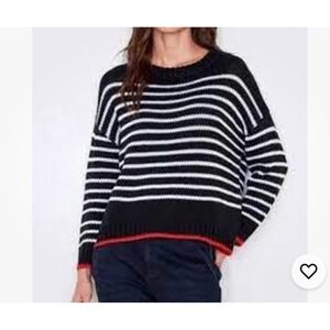 Sundry Wool‎ Sweater Loose Knit Black White Stripes Pullover Women Small 0